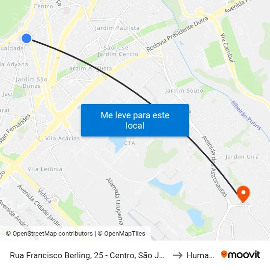 Rua Francisco Berling, 25 - Centro, São José Dos Campos to Humanitas map