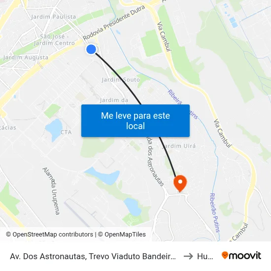 Av. Dos Astronautas, Trevo Viaduto Bandeirantes  - Campus Do Cta, São José Dos Campos to Humanitas map
