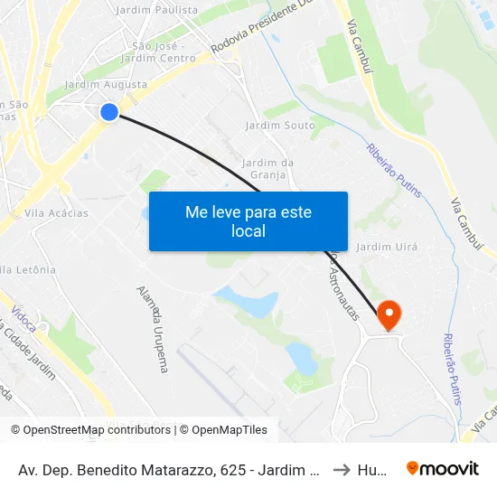 Av. Dep. Benedito Matarazzo, 625 - Jardim Oswaldo Cruz, São José Dos Campos to Humanitas map
