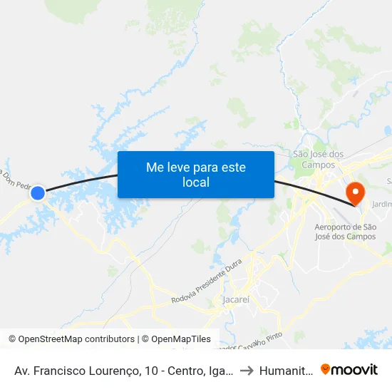 Av. Francisco Lourenço, 10 - Centro, Igaratá to Humanitas map