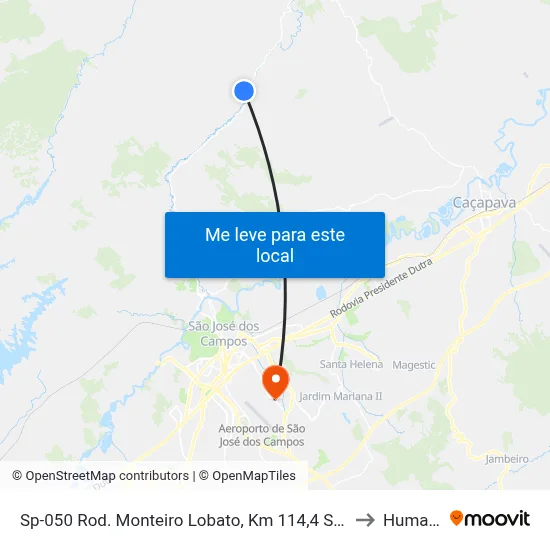 Sp-050 Rod. Monteiro Lobato, Km 114,4 Sul, Monteiro Lobato to Humanitas map