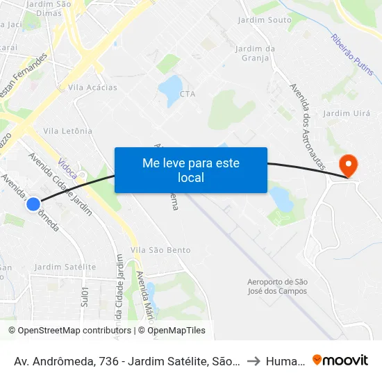 Av. Andrômeda, 736 - Jardim Satélite, São José Dos Campos to Humanitas map