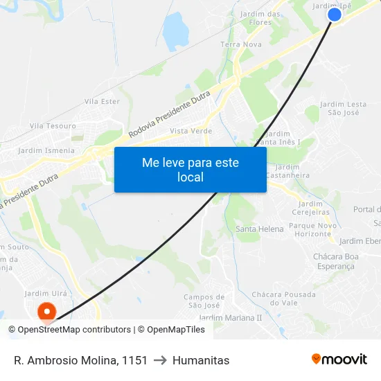 R. Ambrosio Molina, 1151 to Humanitas map