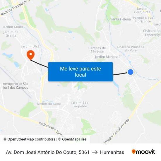 Av. Dom José Antônio Do Couto, 5061 to Humanitas map