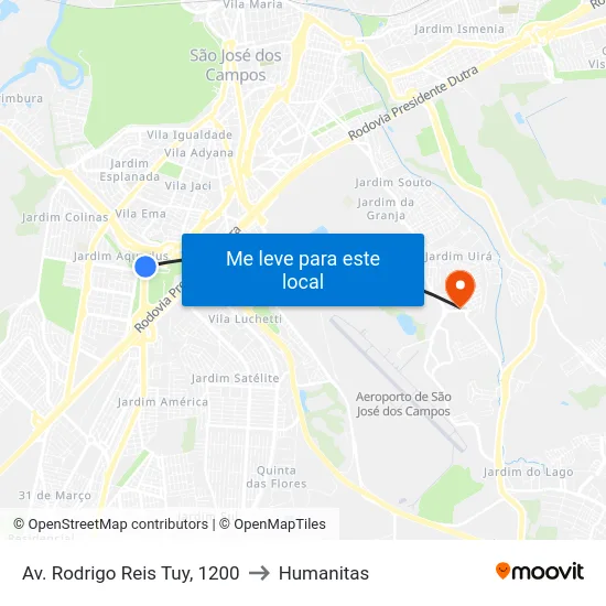 Av. Rodrigo Reis Tuy, 1200 to Humanitas map