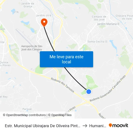 Estr. Municipal Ubirajara De Oliveira Pinto, S/Nº to Humanitas map