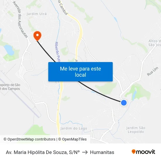 Av. Maria Hipólita De Souza, S/Nº to Humanitas map