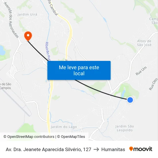Av. Dra. Jeanete Aparecida Silvério, 127 to Humanitas map