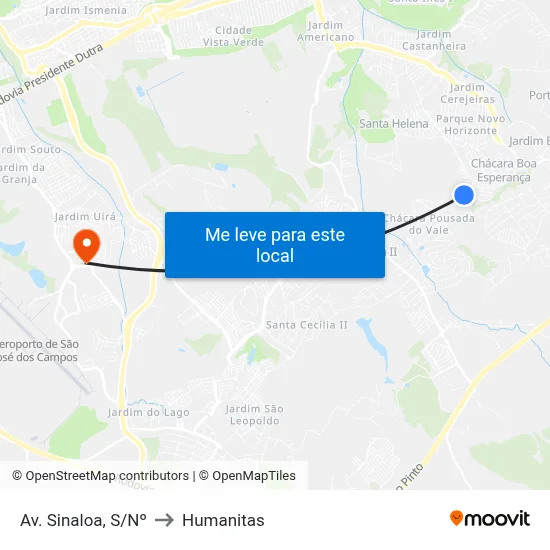 Av. Sinaloa, S/Nº to Humanitas map