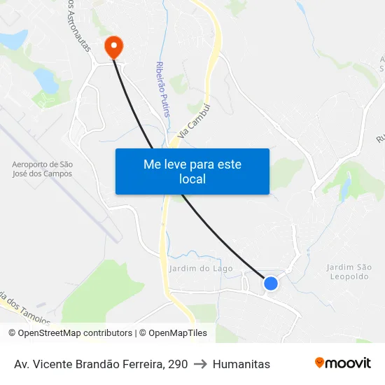 Av. Vicente Brandão Ferreira, 290 to Humanitas map