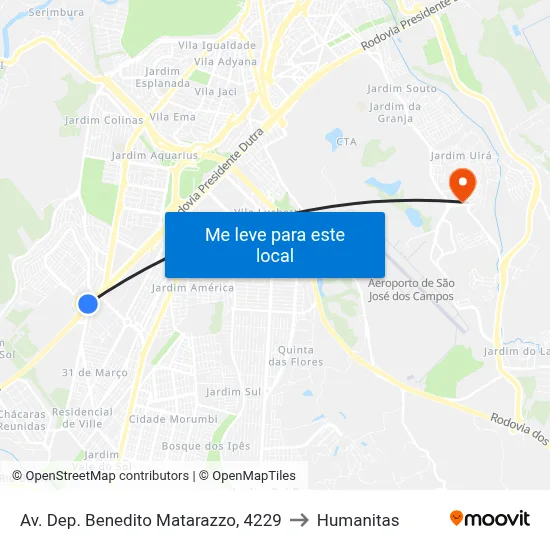 Av. Dep. Benedito Matarazzo, 4229 to Humanitas map
