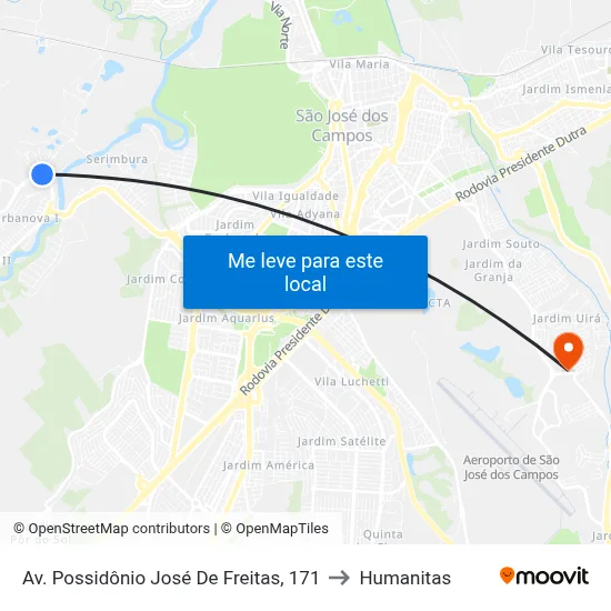 Av. Possidônio José De Freitas, 171 to Humanitas map