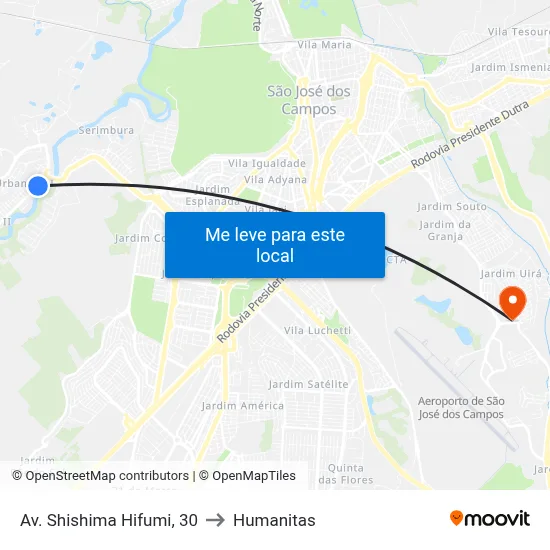 Av. Shishima Hifumi, 30 to Humanitas map