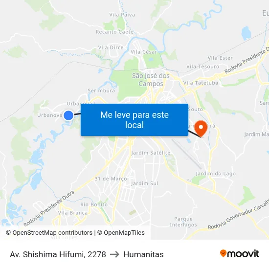 Av. Shishima Hifumi, 2278 to Humanitas map