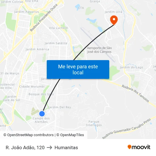 R. João Adão, 120 to Humanitas map