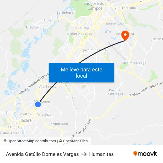 Avenida Getúlio Dorneles Vargas to Humanitas map