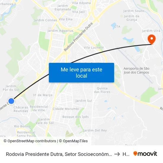 Rodovia Presidente Dutra, Setor Socioeconômico 16, São José Dos Campos - São Paulo, Brasil - Jardim Por Do Sol, São José Dos Campos to Humanitas map