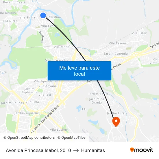 Avenida Princesa Isabel, 2010 to Humanitas map