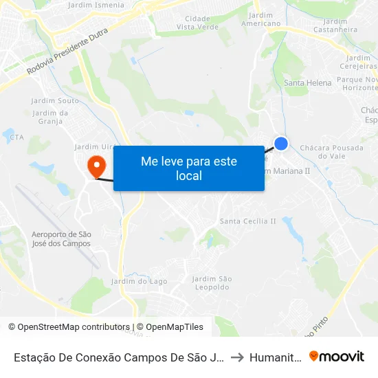 Estação De Conexão Campos De São José to Humanitas map
