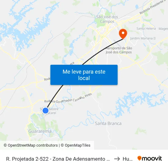 R. Projetada 2-522 - Zona De Adensamento Controlado (Zac - São Silvestre) Jacareí - SP Brasil to Humanitas map