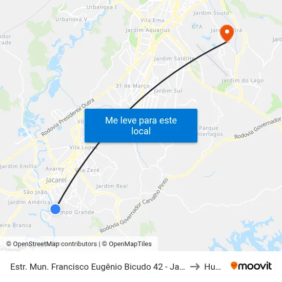 Estr. Mun. Francisco Eugênio Bicudo 42 - Jardim Colinas Jacareí - SP 12319-010 Brasil to Humanitas map
