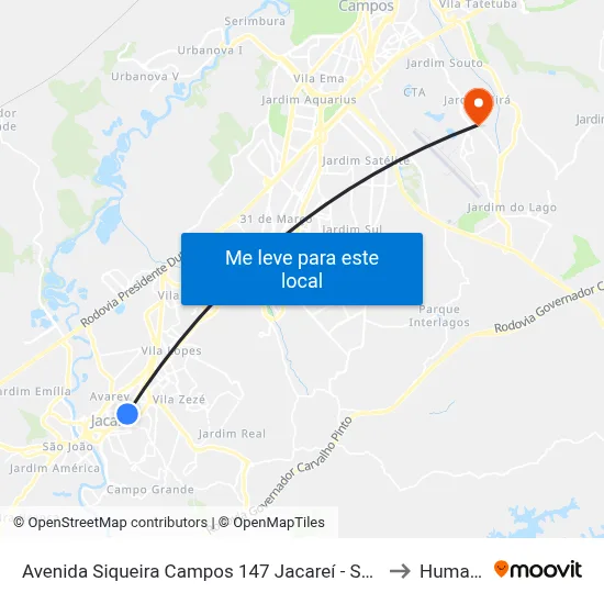 Avenida Siqueira Campos 147 Jacareí - SP 12308-190 Brasil to Humanitas map