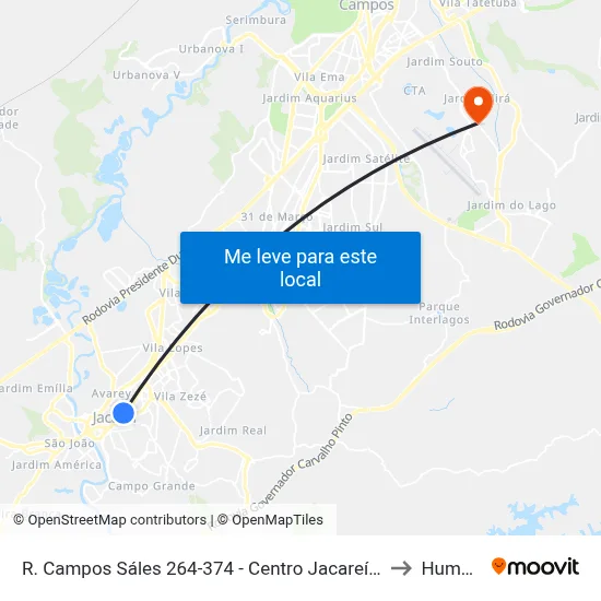 R. Campos Sáles 264-374 - Centro Jacareí - SP 12308-040 Brasil to Humanitas map