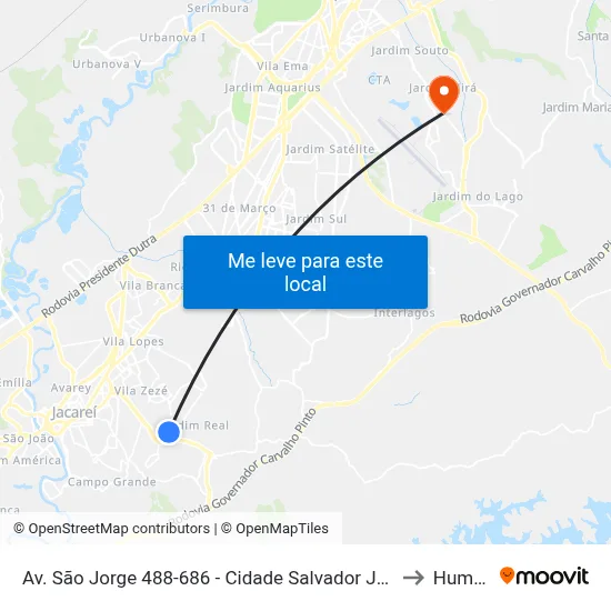 Av. São Jorge 488-686 - Cidade Salvador Jacareí - SP 12312-130 Brasil to Humanitas map