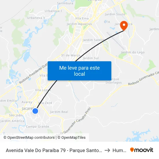 Avenida Vale Do Paraíba 79 - Parque Santo Antonio Jacareí - SP Brasil to Humanitas map