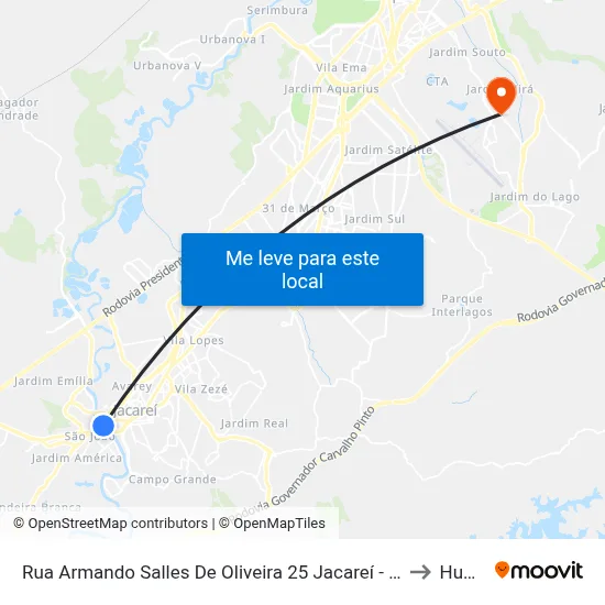Rua Armando Salles De Oliveira 25 Jacareí - SP 12327-080 República Federativa Do Brasil to Humanitas map
