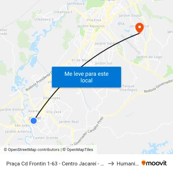 Praça Cd Frontin 1-63 - Centro Jacareí - SP Brasil to Humanitas map
