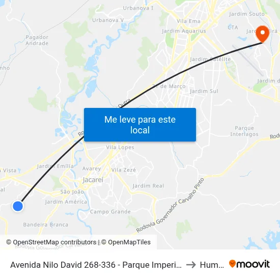 Avenida Nilo David 268-336 - Parque Imperial Jacareí - SP 12329-037 Brasil to Humanitas map