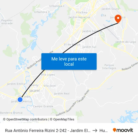 Rua Antônio Ferreira Rizini 2-242 - Jardim Elza Maria Jacareí - SP 12322-120 Brasil to Humanitas map