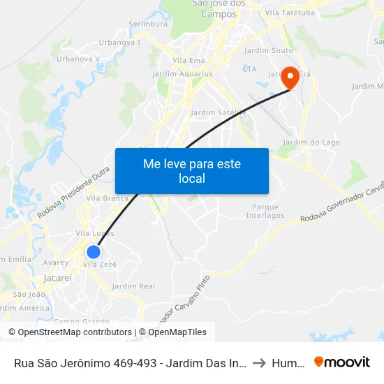 Rua São Jerônimo 469-493 - Jardim Das Indústrias Jacareí - SP Brasil to Humanitas map