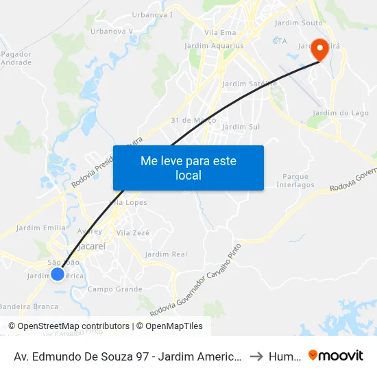 Av. Edmundo De Souza 97 - Jardim America Jacareí - SP 12322-050 Brasil to Humanitas map
