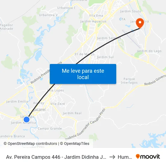 Av. Pereira Campos 446 - Jardim Didinha Jacareí - SP 12320-670 Brasil to Humanitas map