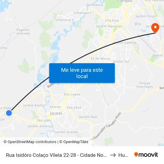 Rua Isidóro Colaço Vilela 22-28 - Cidade Nova Jacareí Jacareí - SP 12325-280 Brasil to Humanitas map