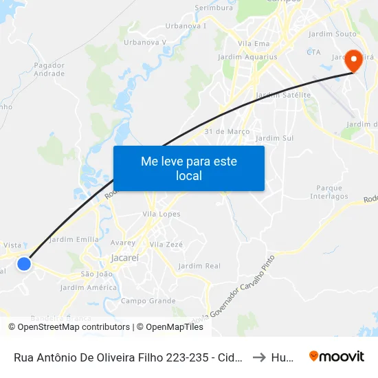 Rua Antônio De Oliveira Filho 223-235 - Cidade Nova Jacareí Jacareí - SP Brasil to Humanitas map