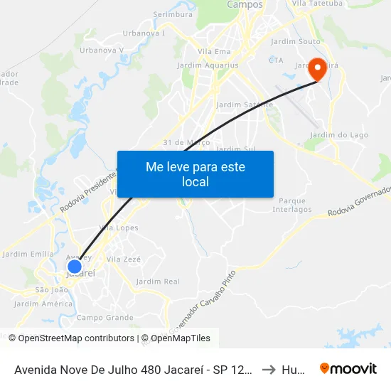 Avenida Nove De Julho 480 Jacareí - SP 12327-682 República Federativa Do Brasil to Humanitas map