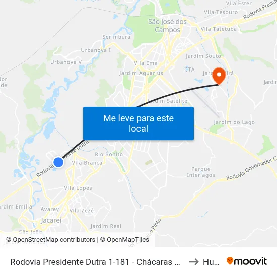 Rodovia Presidente Dutra 1-181 - Chácaras Rurais Santa Maria Parque Meia Lua Jacareí - SP Brasil to Humanitas map