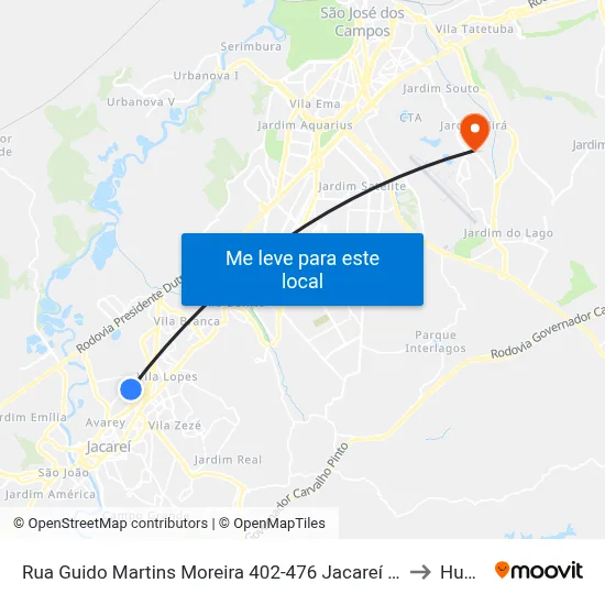 Rua Guido Martins Moreira 402-476 Jacareí - SP 12328-340 República Federativa Do Brasil to Humanitas map