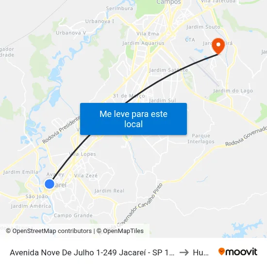 Avenida Nove De Julho 1-249 Jacareí - SP 12327-682 República Federativa Do Brasil to Humanitas map