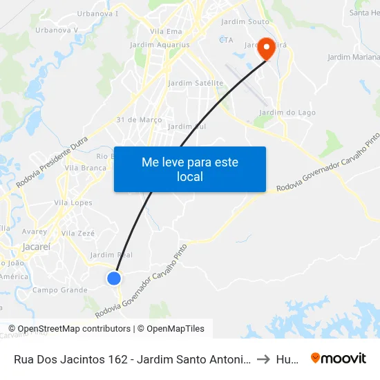 Rua Dos Jacintos 162 - Jardim Santo Antonio Da Boa Vista Jacareí - SP 12315-620 Brasil to Humanitas map