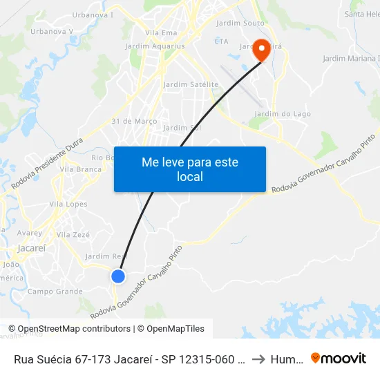 Rua Suécia 67-173 Jacareí - SP 12315-060 República Federativa Do Brasil to Humanitas map