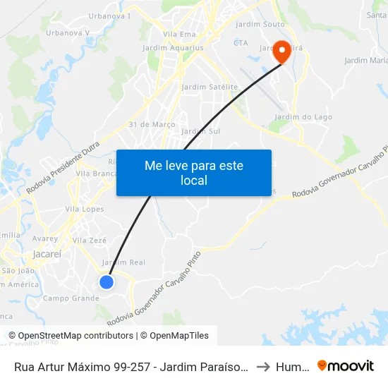 Rua Artur Máximo 99-257 - Jardim Paraíso Jacareí - SP 12316-300 Brasil to Humanitas map