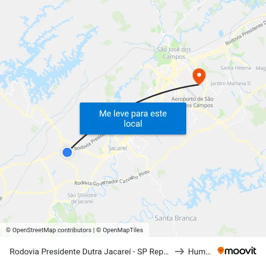Rodovia Presidente Dutra Jacareí - SP República Federativa Do Brasil to Humanitas map