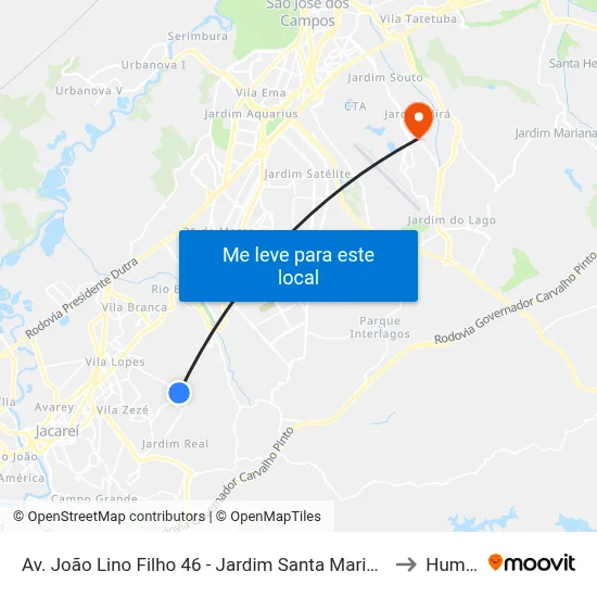 Av. João Lino Filho 46 - Jardim Santa Marina Jacareí - SP 12312-647 Brasil to Humanitas map