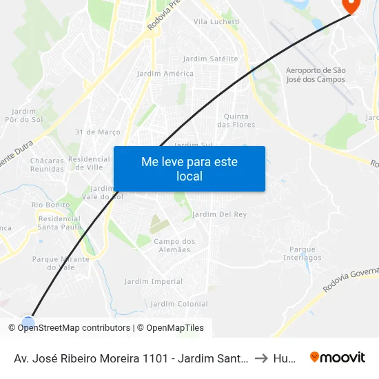 Av. José Ribeiro Moreira 1101 - Jardim Santa Marina Jacareí - SP 12312-605 Brasil to Humanitas map