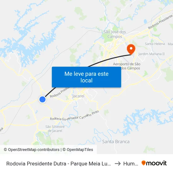 Rodovia Presidente Dutra - Parque Meia Lua Jacareí - SP 12335-010 Brasil to Humanitas map