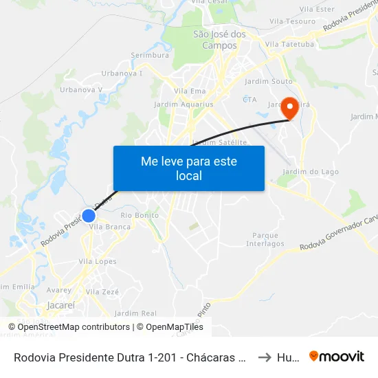 Rodovia Presidente Dutra 1-201 - Chácaras Rurais Santa Maria Parque Meia Lua Jacareí - SP Brasil to Humanitas map
